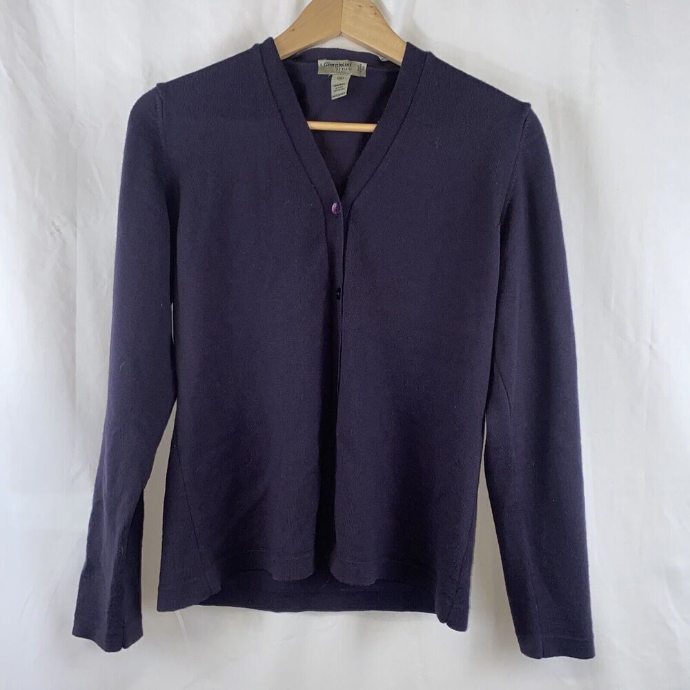 Giorgiolini of Italy 100% Merino Wool Extra Fine Cardigan Purple Size Medium